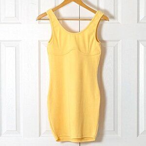 SIGNATURE8 Women's Thin Ribbed Shoulder Strap Dress Size L Yellow NWOT